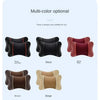 Una selección de reposacabezas y cojines de asiento de cuero multicolor en negro, rojo vino, marrón y beige.