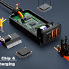 A diagram showing an upgrade chip and smart charging system for a motorcycle USB charger.
