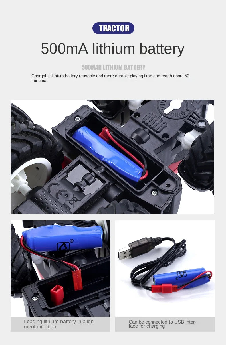 Remote-Controlled Farm Tractor Toy with Realistic Engineering Details