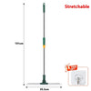 A long, stretchable silicone scraper broom and squeegee with a white handle and green head.