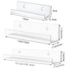Clear acrylic floating wall display rack with multiple slots for records and collectibles