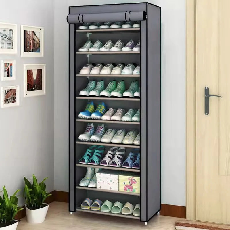 Étagère à chaussures multicouche avec couvercle anti-poussière