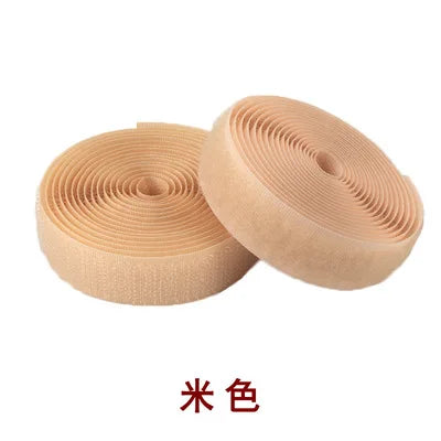 Roll of beige sew-on hook and loop tape 20mm nylon fastener strip
