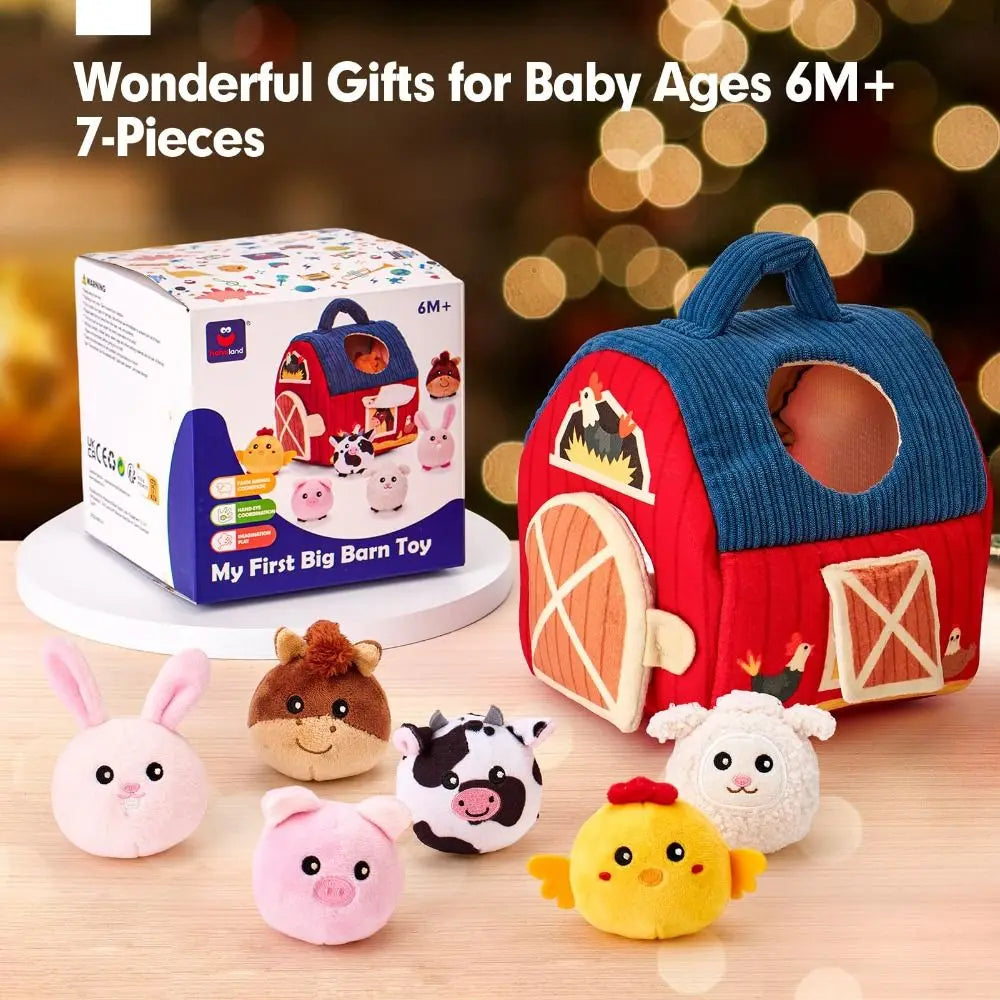 Interactive Plush Farm Barn with Stuffed Animals for Toddlers