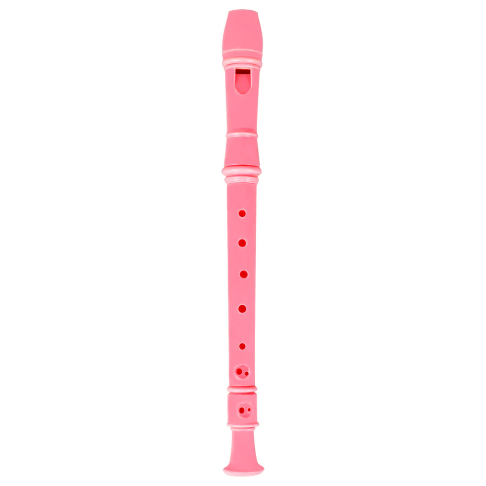 Pink 8-hole soprano recorder with a cleaning rod