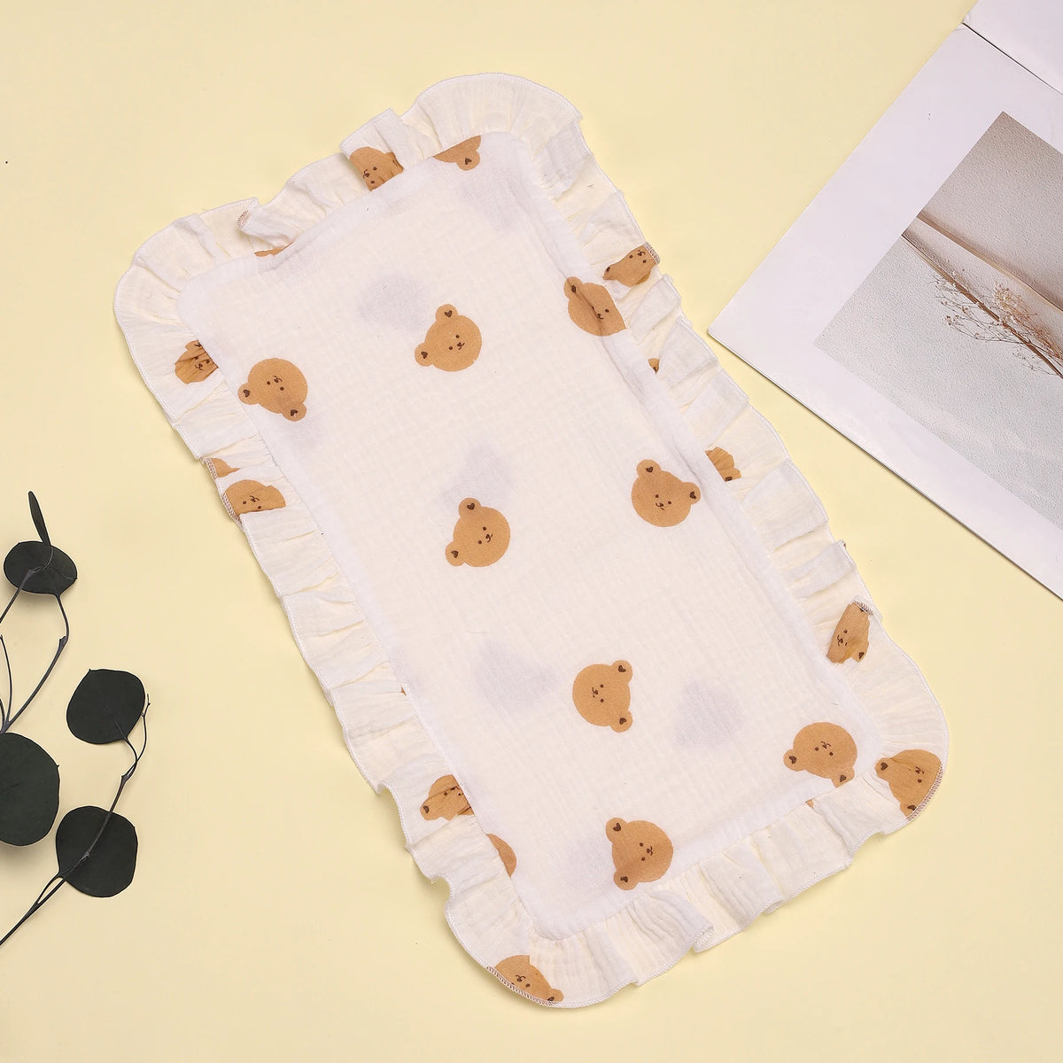 Soft Muslin Gauze Burp Cloths with Ruffle Trim (4-Pack)