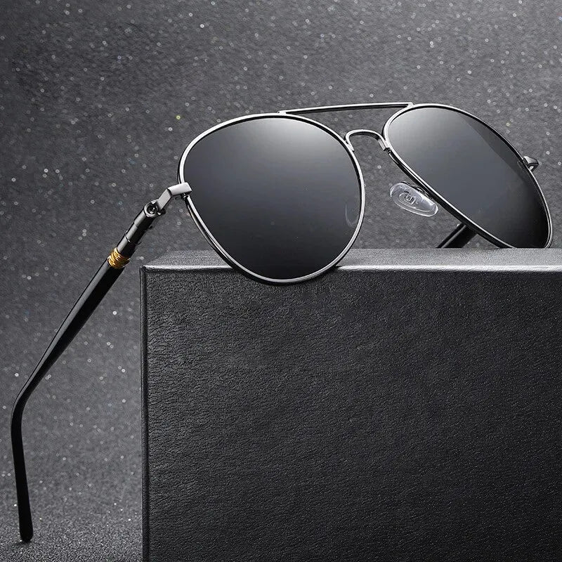 Classic Metal Pilot Sunglasses with Polarized Lenses