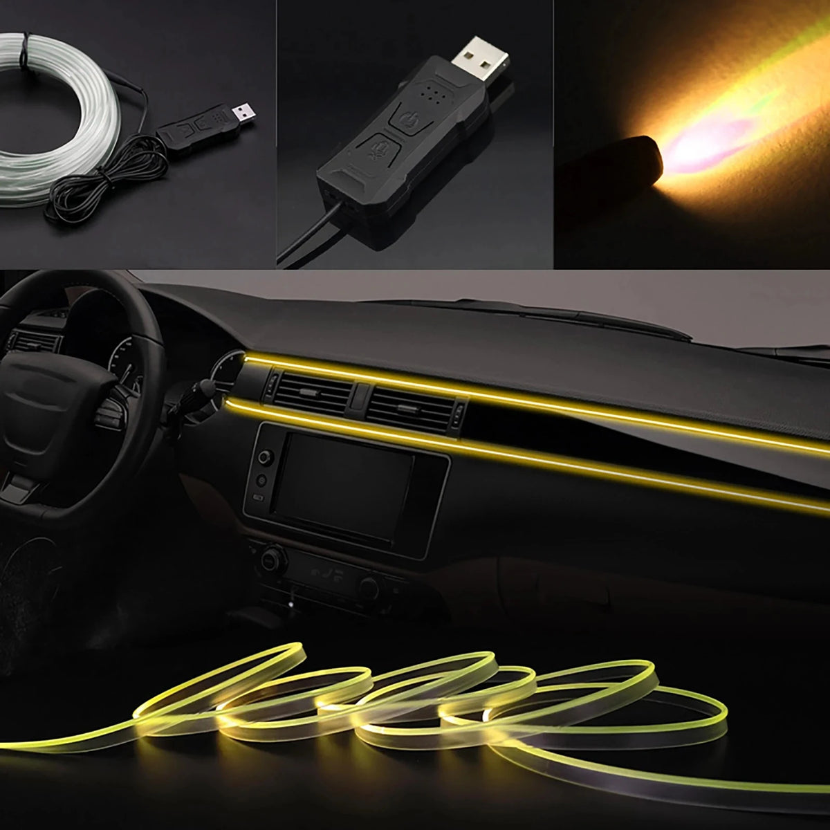 RGB Car Interior Ambient LED Strip Light with APP Control