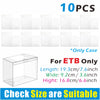 Ten clear PET protective cases for ETB boxes with dimensions 19.3cm x 9.2cm x 16.8cm