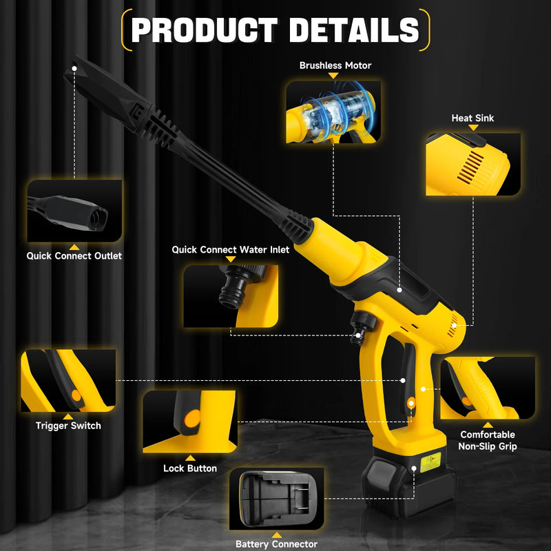 Portable Cordless Pressure Washer Gun