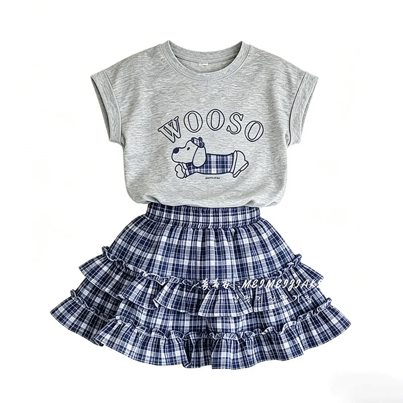 Kids' Summer T-Shirt and Ruffle Skirt Set