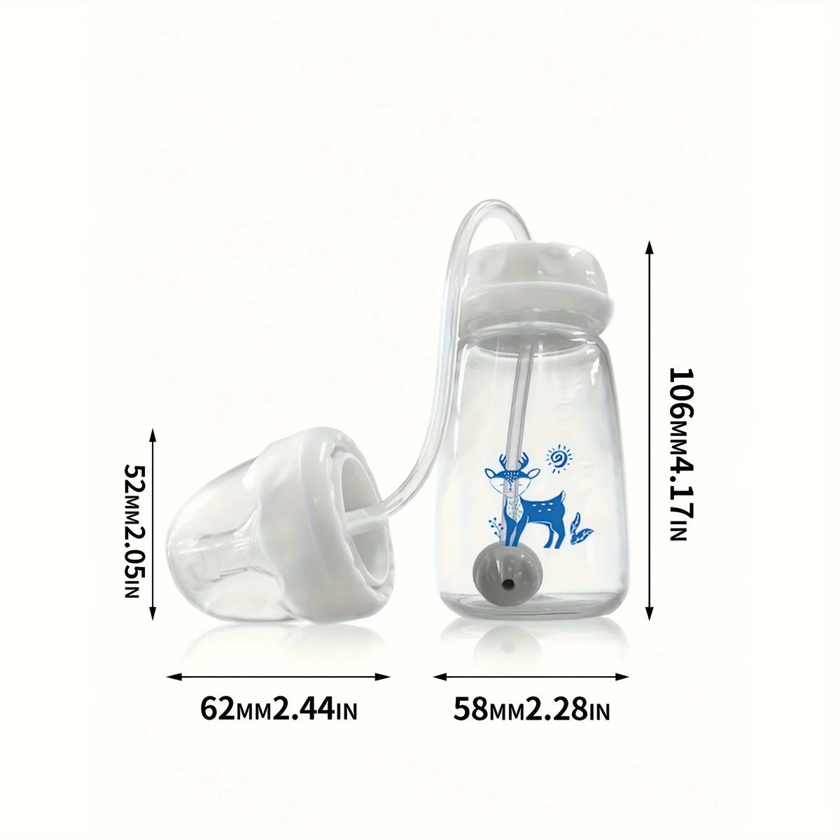 Hands-Free Self-Feeding Baby Bottle with Straw Brush (150ml)