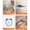A set of aluminum wall-mounted soap dishes shown in various stages: installation, waiting for drying, and finished product.