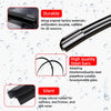 Close-up view of a black universal frameless windshield wiper blade featuring durable materials and silent operation.