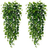 Two strands of artificial green hanging vine greenery for indoor and outdoor decor