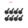 A set of eight black high-speed 1/16 4WD RC car receiver parts, including screws and mounting components.