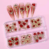3D Red Heart Nail Art Charms with Gold Base (30-Piece Set)