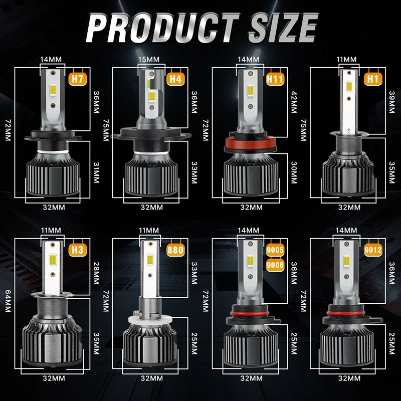 Super Bright LED Headlight Bulbs with 6000K White Light