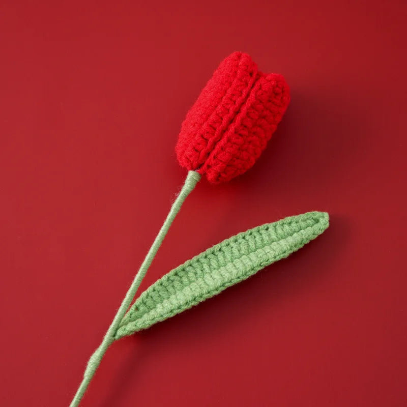Handcrafted Crochet Tulip Bouquet – Artificial Knitted Flowers for Home Décor & Gifting