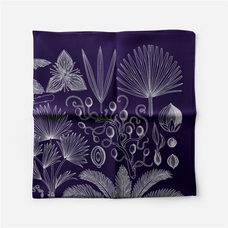 Palm Tree Print Twill Silk Square Scarf