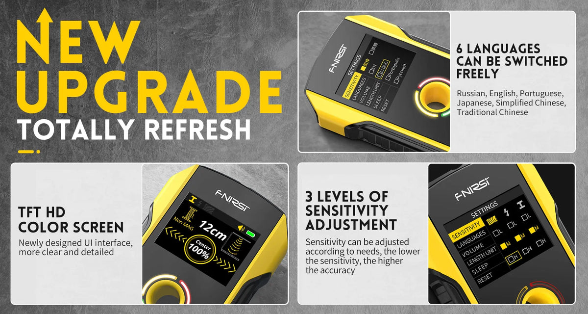 Wall Scanner Stud Finder with TFT Display and AC Wire Detection