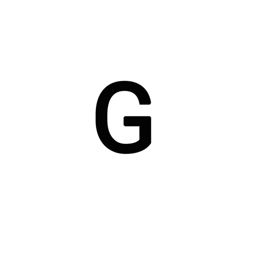 A black letter G on a white background.
