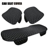 A set of three black car seat covers for universal protection.