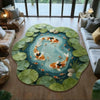 Round Non-Slip Koi Fish Pattern Plush Rug