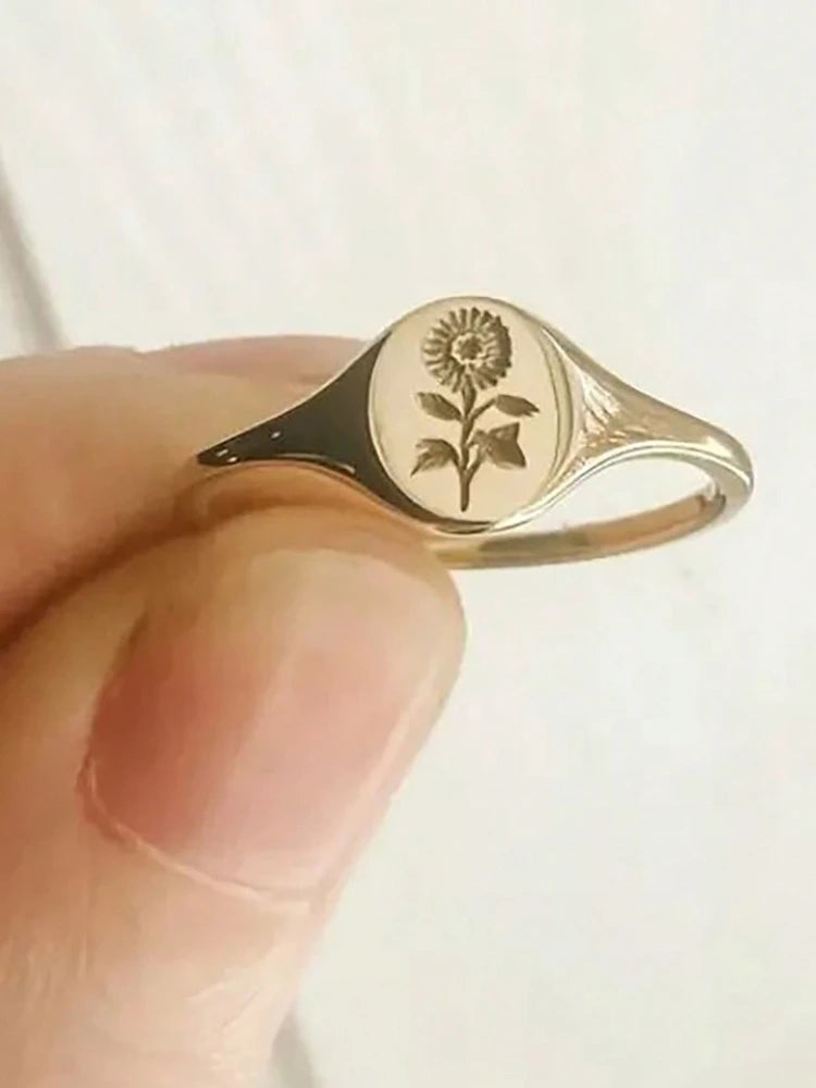 Bague d'Engagement Tournesol en Argent Sterling Personnalisée