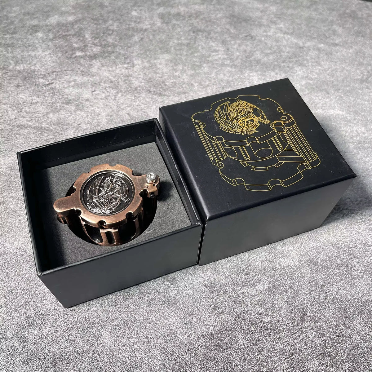 Golden Metal Revolver Dice Set for Tabletop RPGs