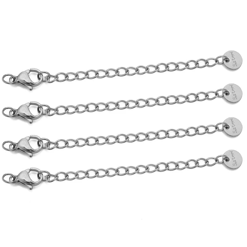 Stainless Steel Extension Chains with Lobster Clasps for Jewelry Making (10-Pack)
