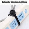 Close-up of a white elastic tent tie-down rope with a black plastic buckle and blue plastic buckles.