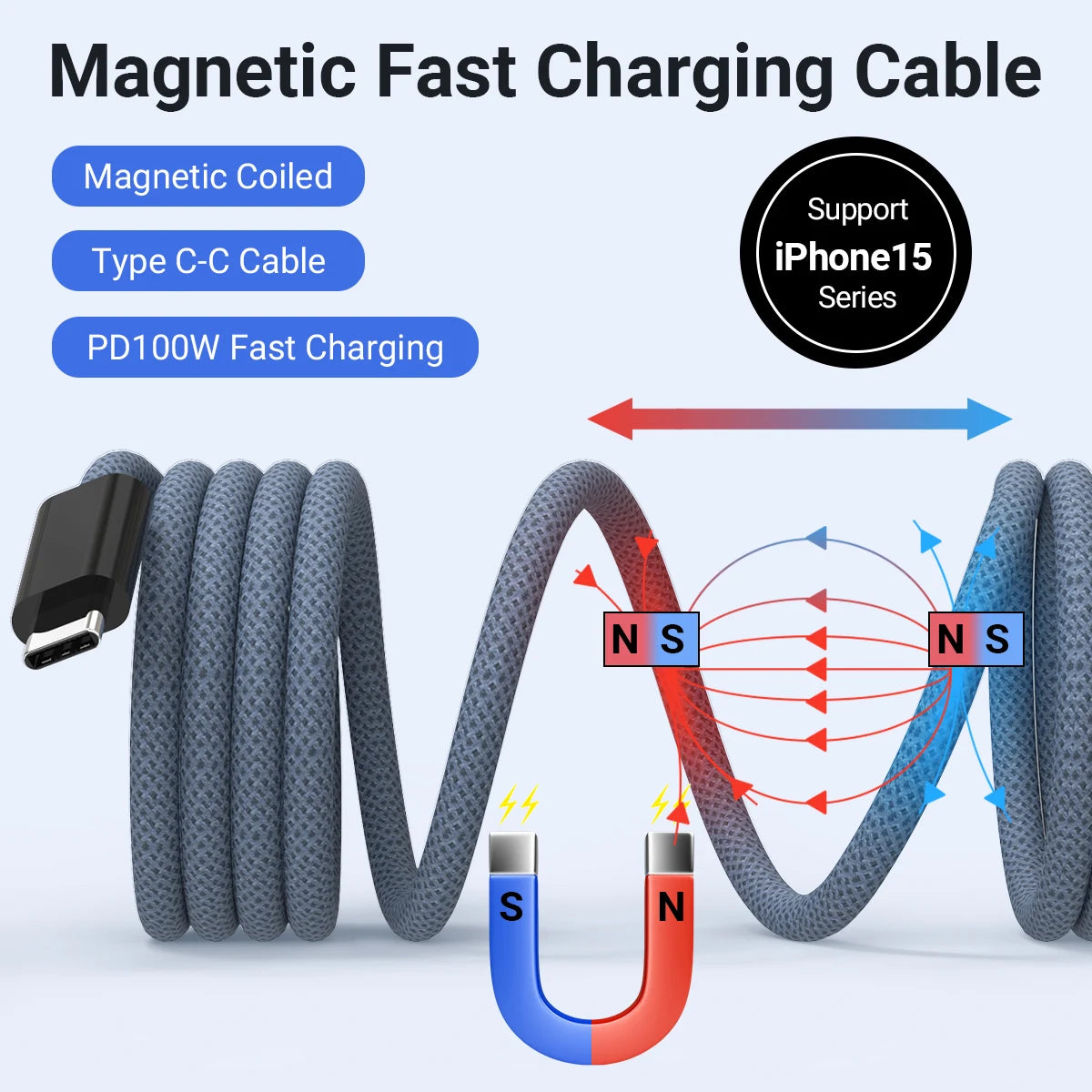 Magnetic USB-C to USB-C Fast Charging Cable (100W)
