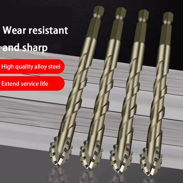 Carbide Four-Blade Serrated Drill Bit Set 6-10mm for Tile, Ceramic, and Stone