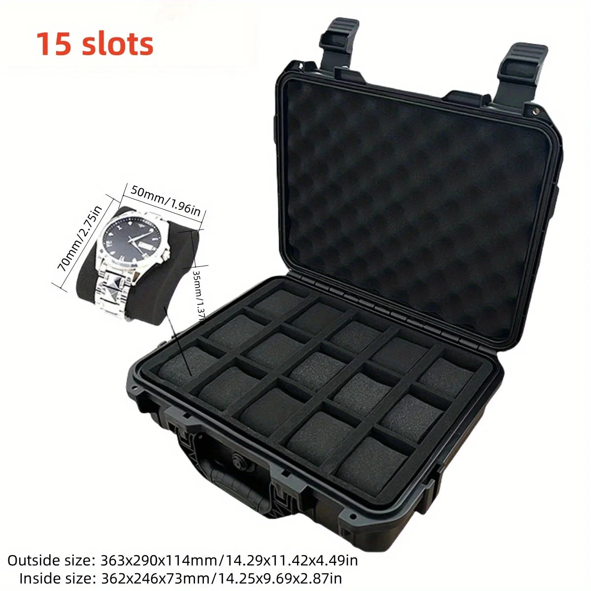 Waterproof Watch Storage Case with Protective Foam Inserts