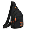 Black men's water-resistant crossbody bag designed for biking, hiking, and daily commutes.