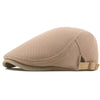 A beige men's breathable mesh newsboy cap shown from the side.