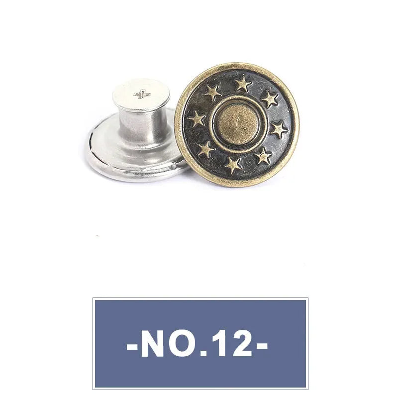 No-Sew Replacement Jeans Buttons - 17mm Metal Snap Buttons