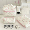 Bow Print Makeup Bag with Large Capacity