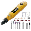 Yellow cordless rotary tool kit for precision engraving sanding and drilling tools