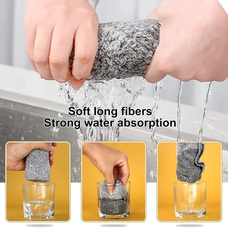 Microfiber Kitchen Towels with Bamboo Fiber - Absorbent Cleaning Cloths