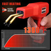 A red fast heating tool with a gold tip is shown next to a temperature graph indicating 1380°F heating power.