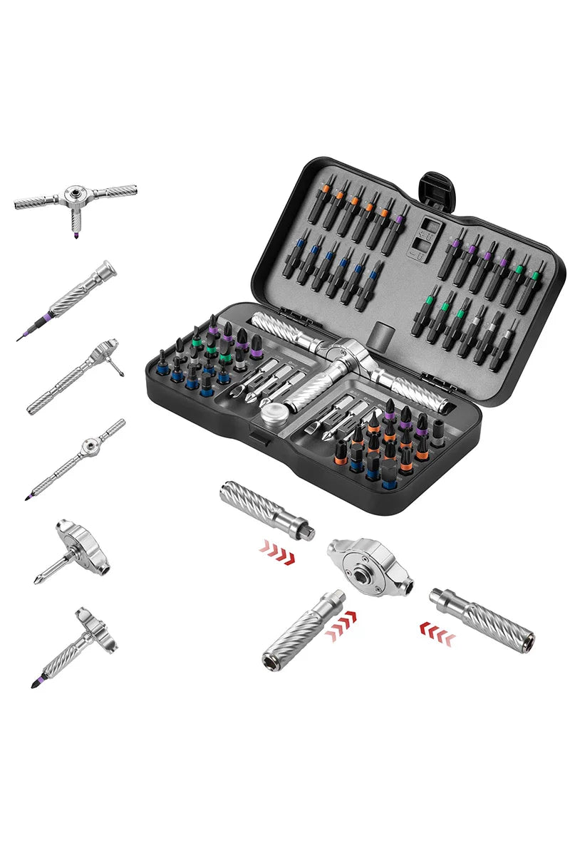 Magnetic Ratchet Screwdriver Set with Detachable T-Handle