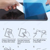 Instructions showing how to install a paper-feel matte screen protector on an iPad using a cleaning kit and dust removal stic