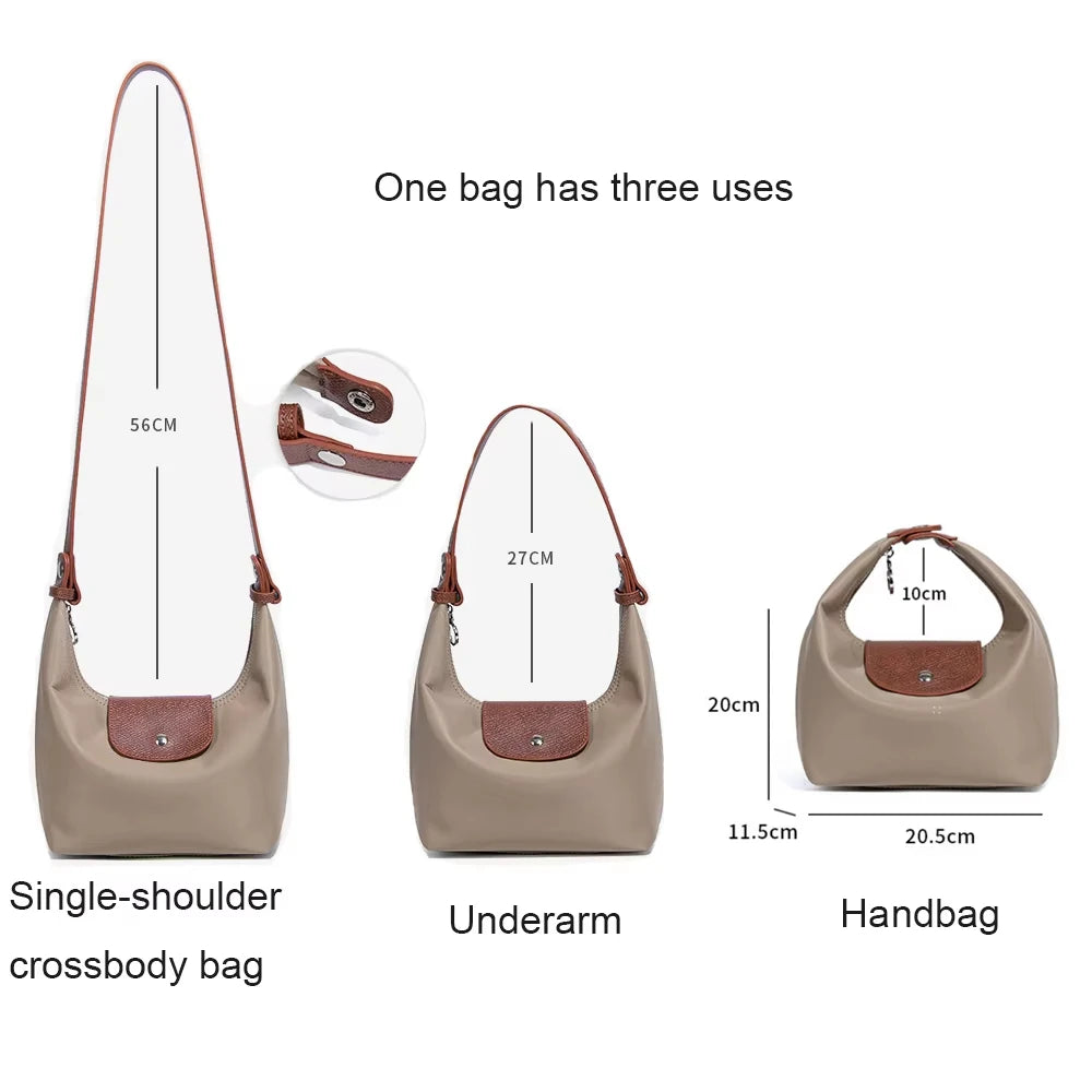 Waterproof Nylon Crossbody Bag with Two Detachable Straps