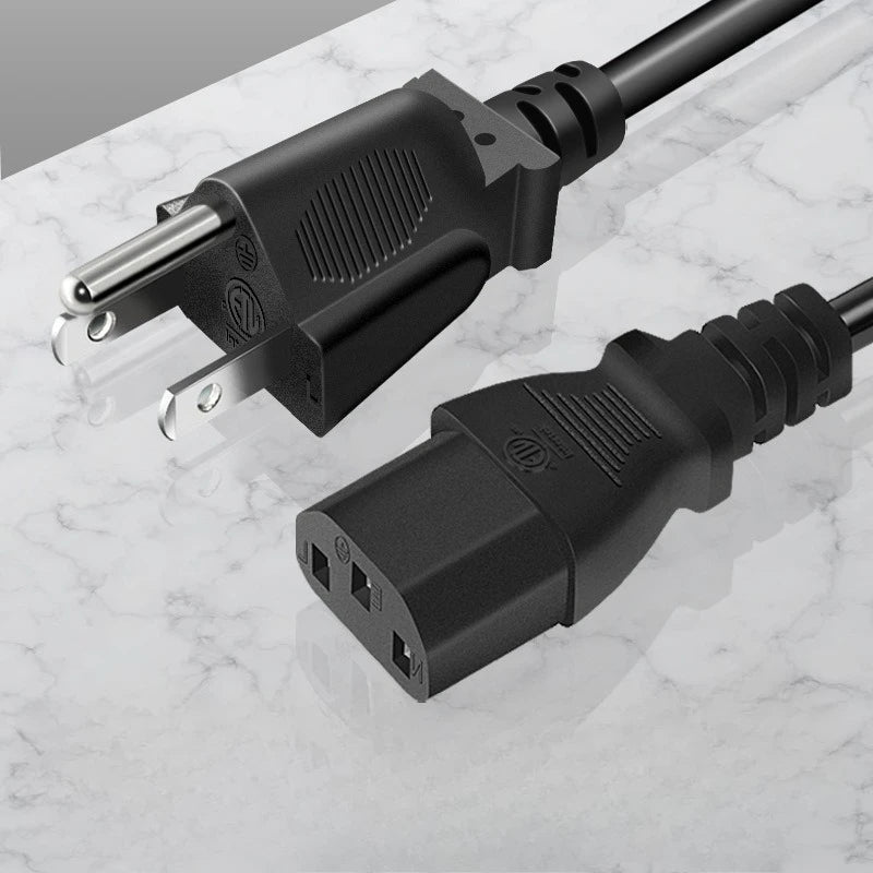 Standard 3-Pin Power Cord (5 ft) for Computers, Monitors & More