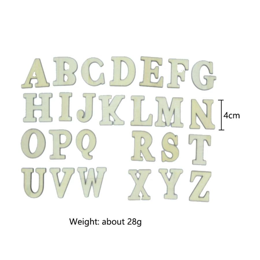 A set of wooden alphabet letters A through Z for a Montessori busy board DIY parts kit