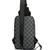 Men's Waterproof PU Leather Crossbody Bag with Geometric Pattern