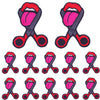 A set of ten embroidered iron-on patches shaped like rock skulls in various colors and styles.