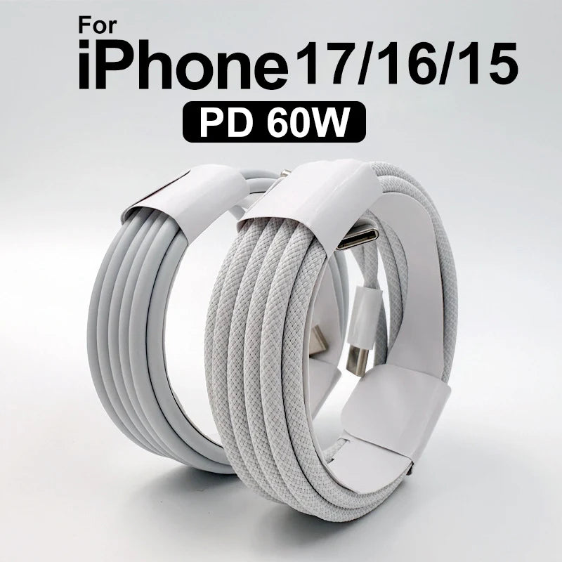 60W USB-C Fast Charging Cable with Braided Nylon Design